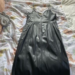 Calvin Klein black leather dress